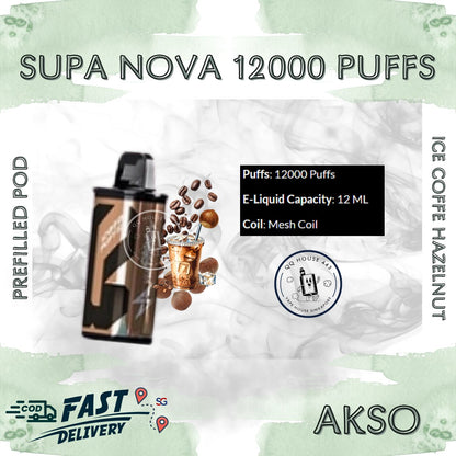 Ice Coffee Hazelnut Akso Supa Nova 12000 Puffs prefilled pod disposable vape