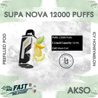 Icy Honeymelon Akso Supa Nova 12000 Puffs prefilled pod disposable vape
