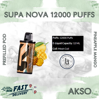 Pineapple Mango Akso Supa Nova 12000 Puffs prefilled pod disposable vape
