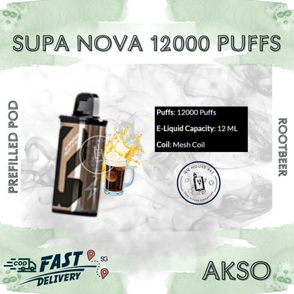 Rootbeer Akso Supa Nova 12000 Puffs prefilled pod disposable vape
