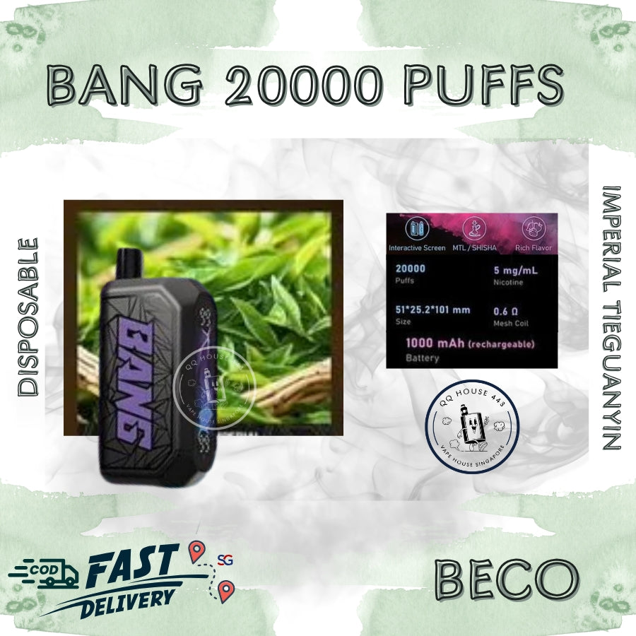 Disposable vape Beco Bang Shisha 20000 Puffs imperial tieguanyin flavor | Buy in Singapore-SG Vape House QQ 443