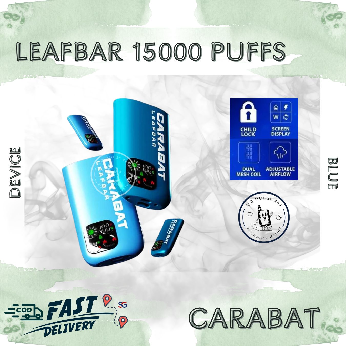 Carabat Leafbar 15000 blue device | Buy vape from SG VAPE HOUSE QQ 443