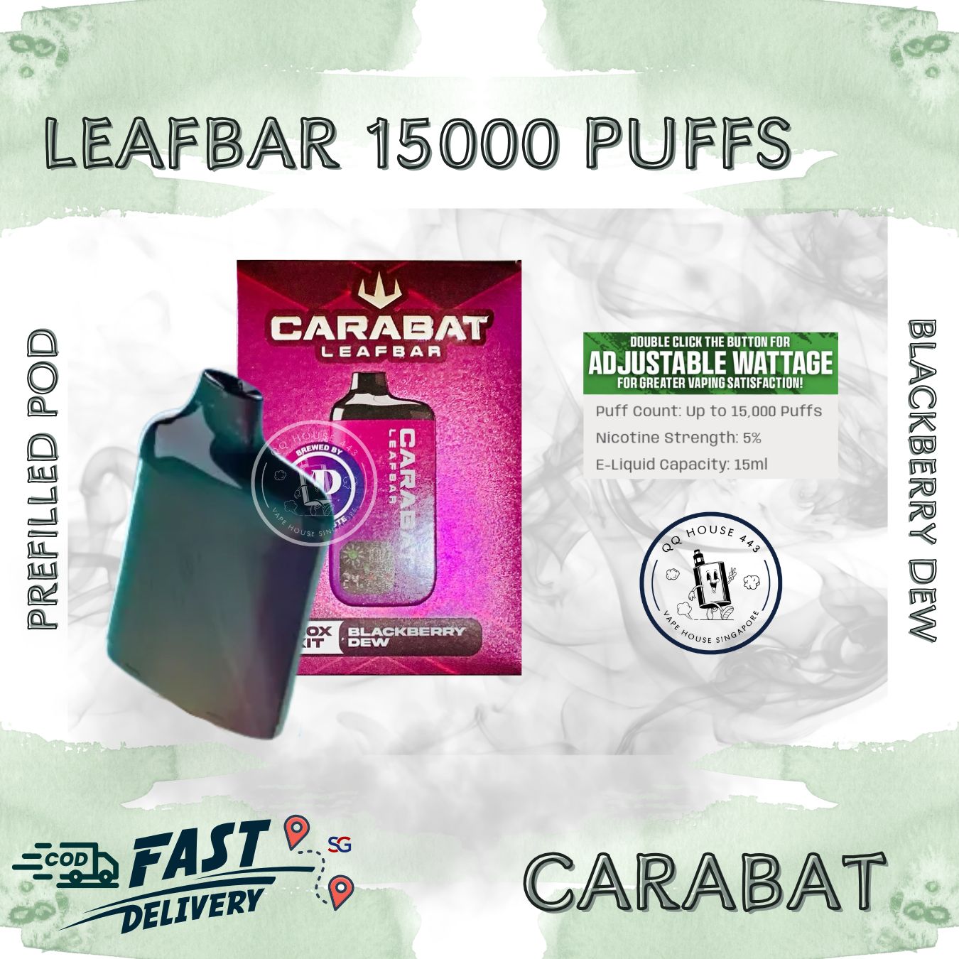 Carabat Leafbar 15000 Blackberry Dew prefilled pod | Buy vape from SG VAPE HOUSE QQ 443