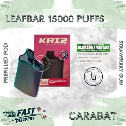 Carabat Leafbar 15000 Strawberry Gum prefilled pod | Buy vape from SG VAPE HOUSE QQ 443