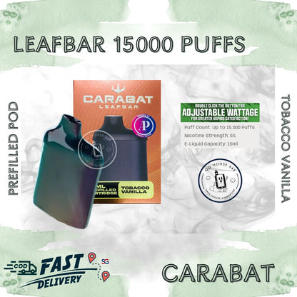 Carabat Leafbar 15000 Tobacco Vanilla prefilled pod | Buy vape from SG VAPE HOUSE QQ 443