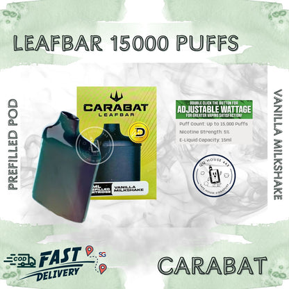 Carabat Leafbar 15000 Vanilla Milkshake prefilled pod | Buy vape from SG VAPE HOUSE QQ 443