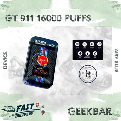 Airy Blue Device | Geekbar GT 911 16000 puffs | Disposable vape Singapore sold by SG VAPE HOUSE QQ 443