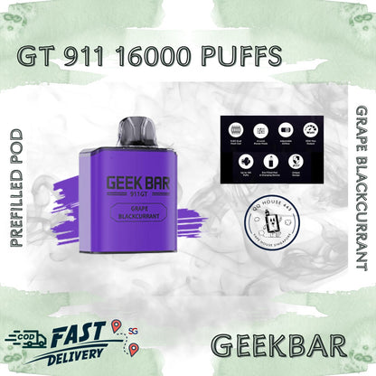Grape Blackcurrant prefilled pod | Geekbar GT 911 16000 puffs | Disposable vape Singapore sold by SG VAPE HOUSE QQ 443