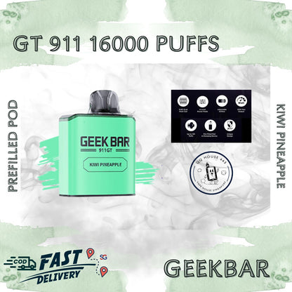 Kiwi Pineapple prefilled pod | Geekbar GT 911 16000 puffs | Disposable vape Singapore sold by SG VAPE HOUSE QQ 443