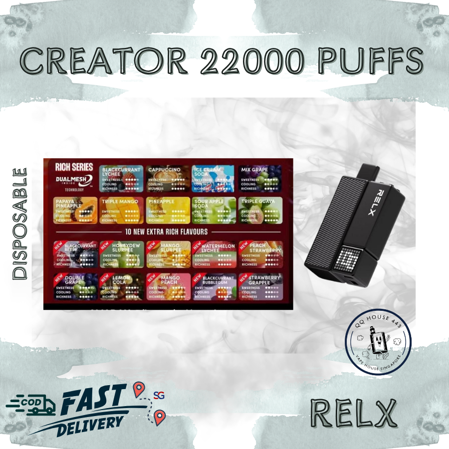 RELX creator 22000 disposable vape  with flavor options sold by SG Vape House QQ443
