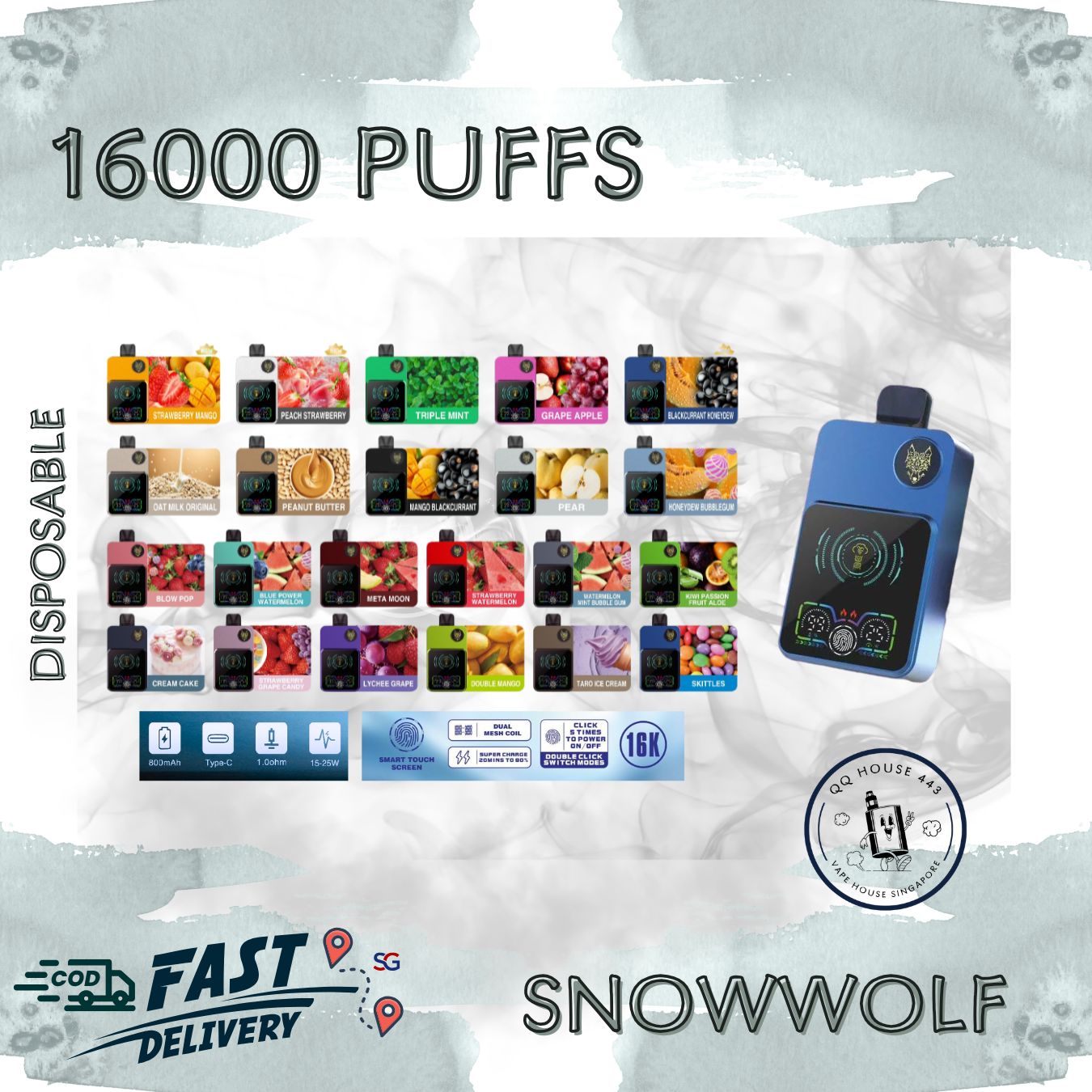 Snowwolf 16000 puffs disposable vape | Buy vape in Singapore | SG VAPE HOUSE QQ 443