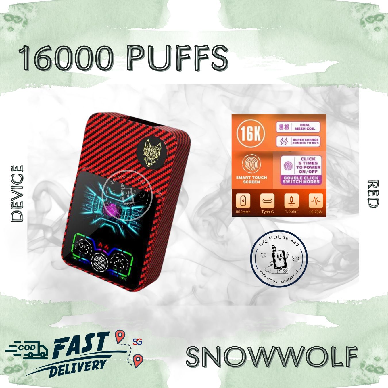 Snowwolf 16000 red device | Buy vape in Singapore | SG VAPE HOUSE QQ 443