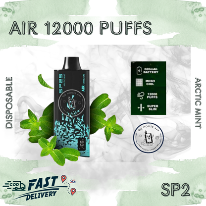 SP2 Air 12000 disposable vape in Arctic Mint flavor from SG Vape House QQ 443