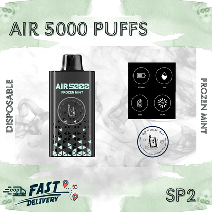 SP2 Air 5000 Disposable Vape – Frozen Mint – Buy in Singapore | SG Vape House QQ 443