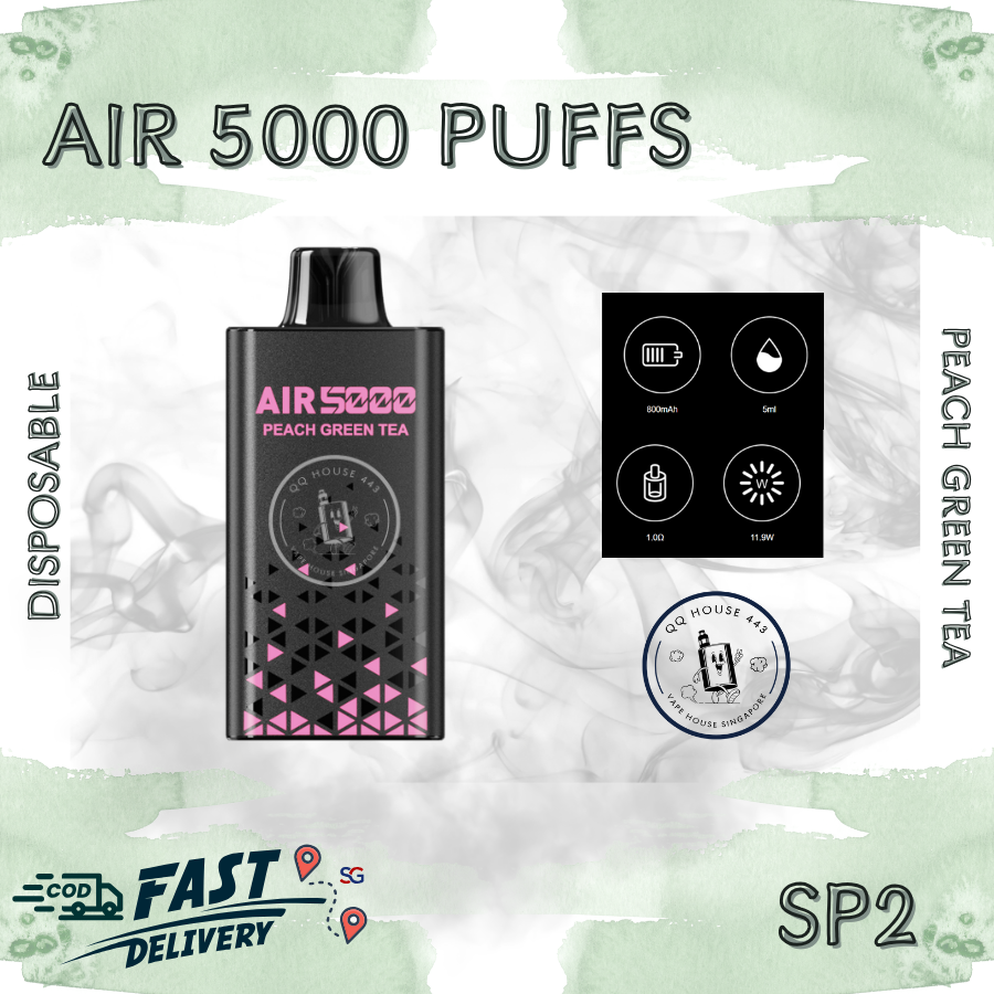 SP2 Air 5000 Disposable Vape – Peach Green Tea– Buy in Singapore | SG Vape House QQ 443
