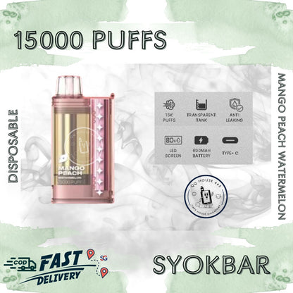 Syokbar 15000 disposable vape – Mango Peach Watermelon – Buy in Singapore | SG Vape House QQ 443