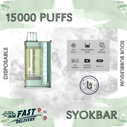 Syokbar 15000 disposable vape – Sour bubblegum – Buy in Singapore | SG Vape House QQ 443