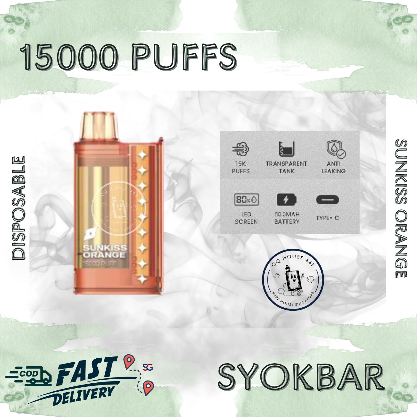 Syokbar 15000 disposable vape – Sunkiss Orange – Buy in Singapore | SG Vape House QQ 443