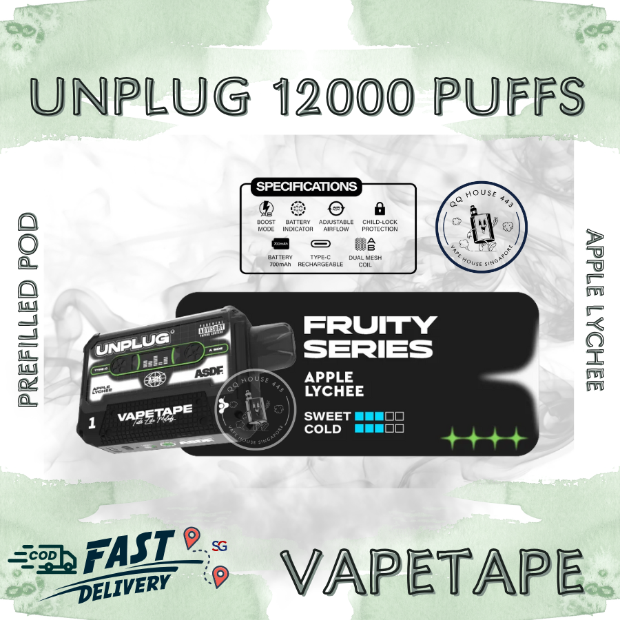 Vapetape Unplug/Offgrid 12000 Puffs disposable vape - Apple Lychee