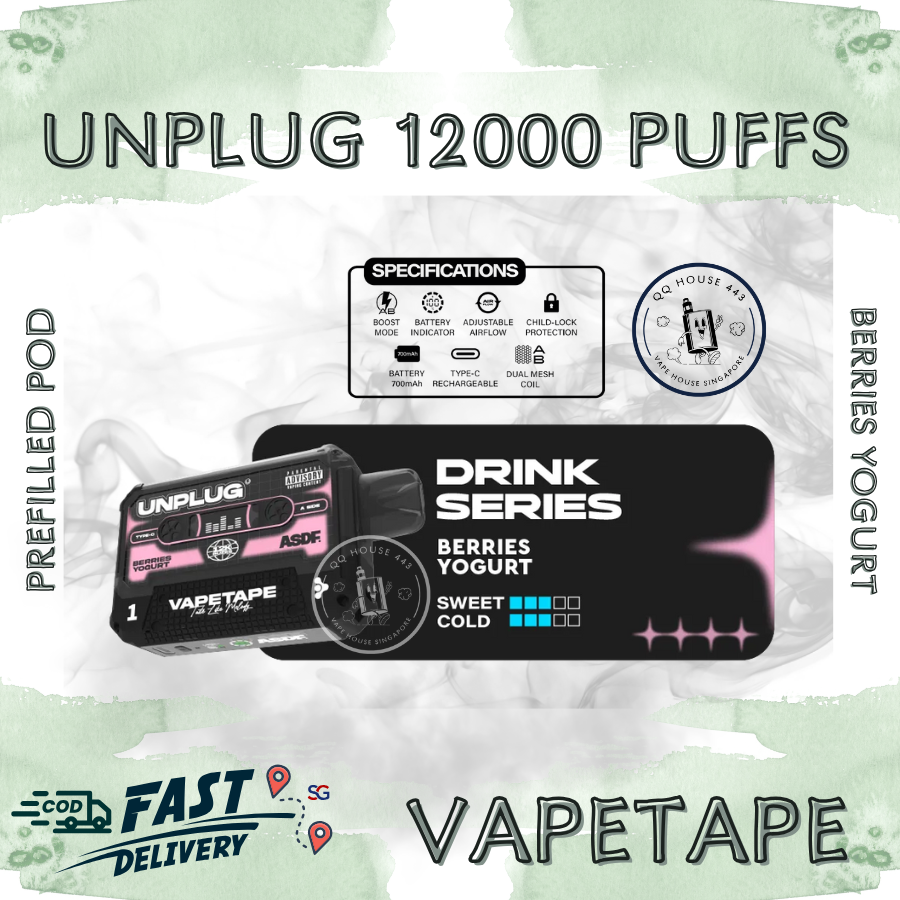 Vapetape Unplug/Offgrid 12000 Puffs disposable vape - Berries Yogurt