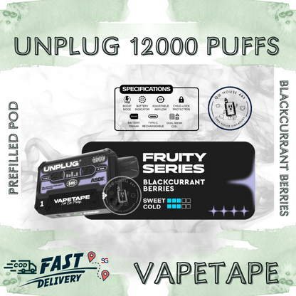 Vapetape Unplug/Offgrid 12000 Puffs disposable vape - Blackcurrant Berries