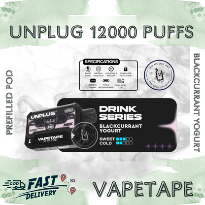 Vapetape Unplug/Offgrid 12000 Puffs disposable vape - Blackcurrant Yogurt