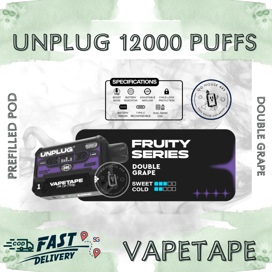 Vapetape Unplug/Offgrid 12000 Puffs disposable vape - Double Grape