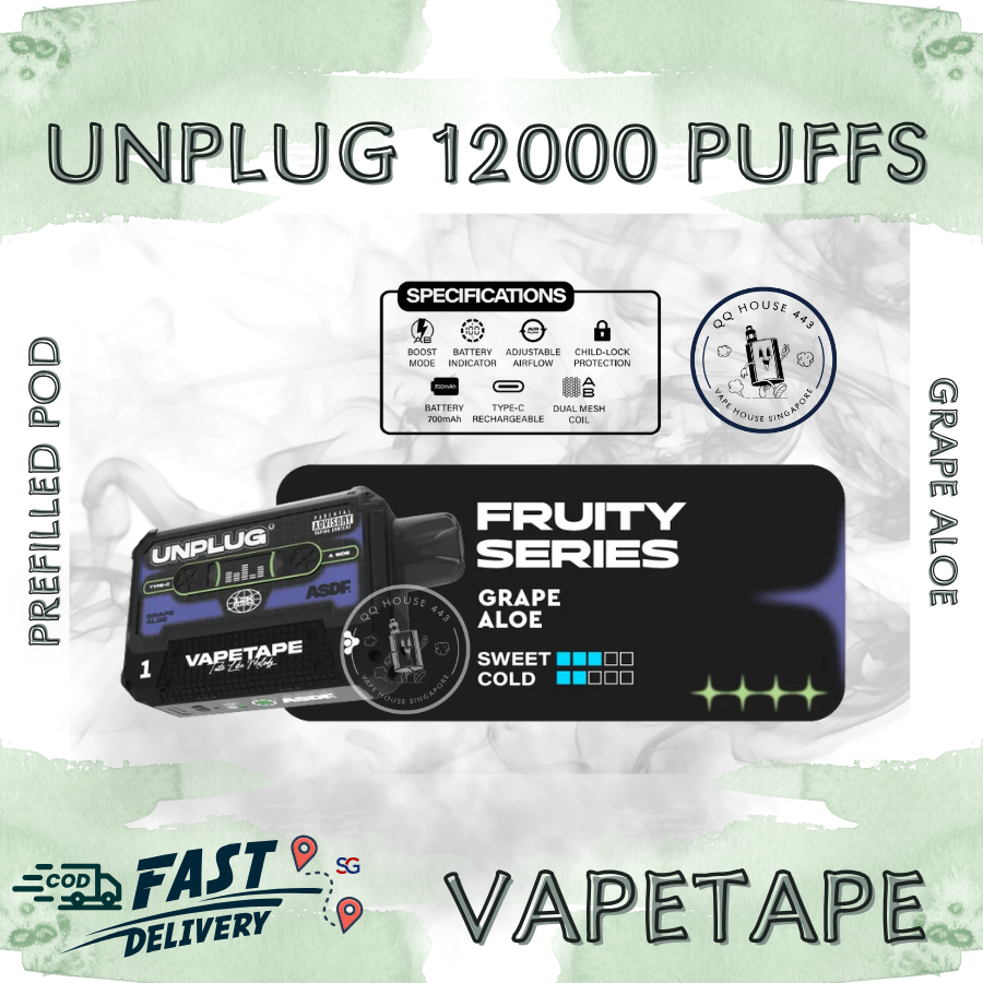 Vapetape Unplug/Offgrid 12000 Puffs disposable vape - Grape Aloe