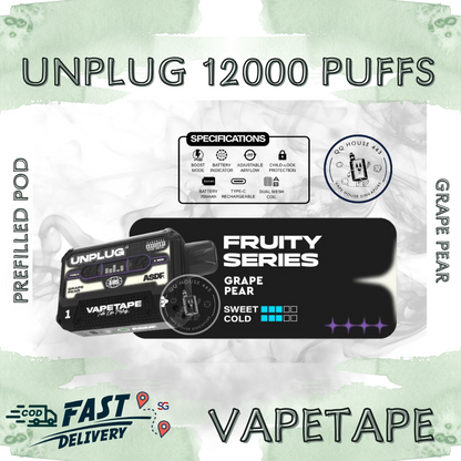 Vapetape Unplug/Offgrid 12000 Puffs disposable vape - Grape Pear