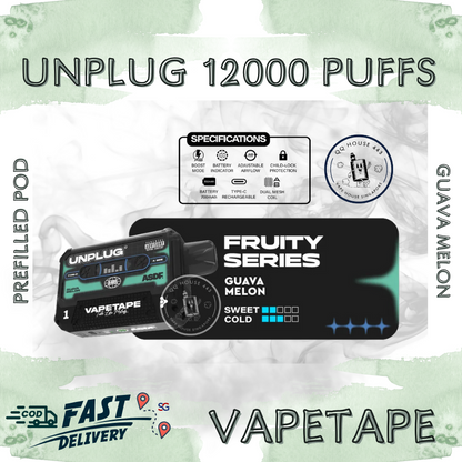 Vapetape Unplug/Offgrid 12000 Puffs disposable vape - Guava Melon