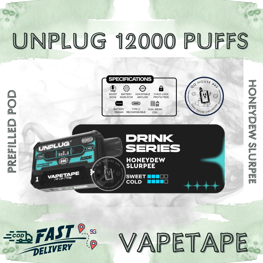 Vapetape Unplug/Offgrid 12000 Puffs disposable vape - Honeydew Slurpee