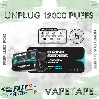 Vapetape Unplug/Offgrid 12000 Puffs disposable vape - Honeydew Slurpee