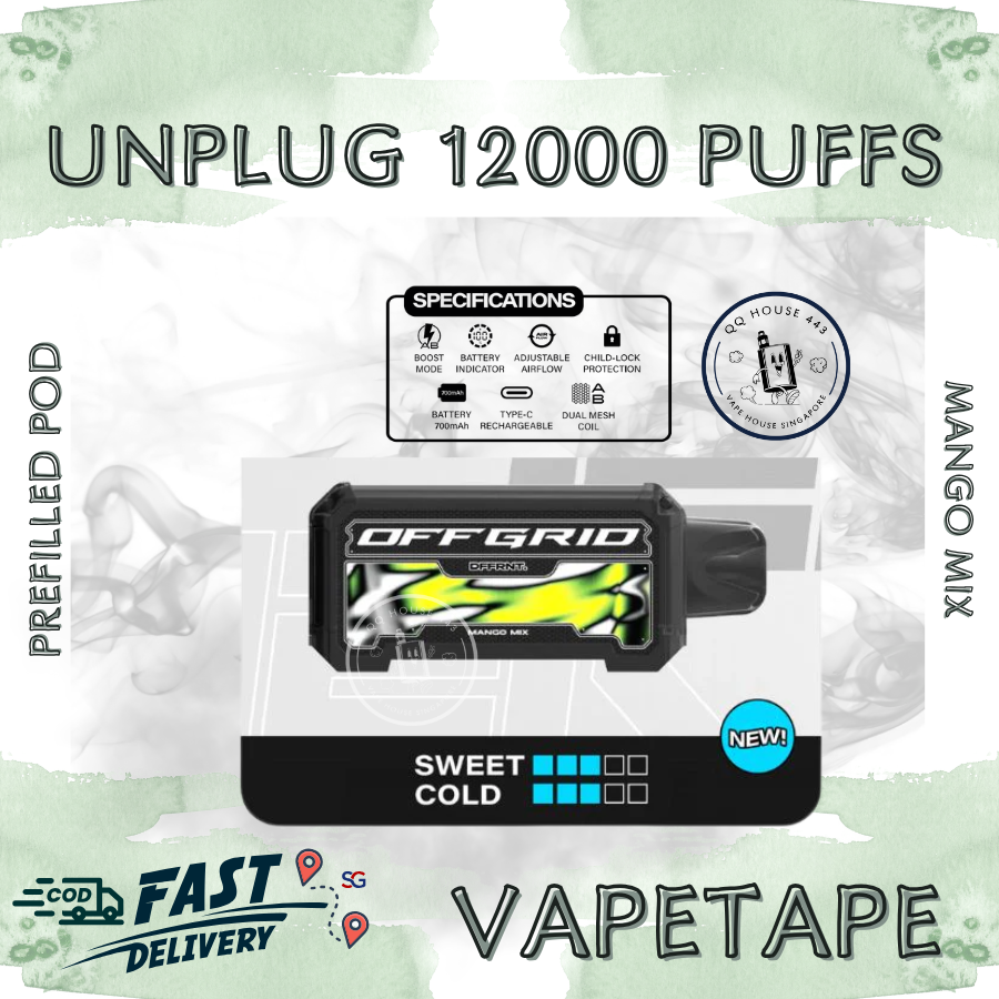 Vapetape Unplug/Offgrid 12000 Puffs disposable vape - Mango Mix