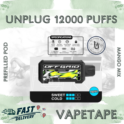 Vapetape Unplug/Offgrid 12000 Puffs disposable vape - Mango Mix
