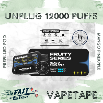 Vapetape Unplug/Offgrid 12000 Puffs disposable vape - Mango Pineapple