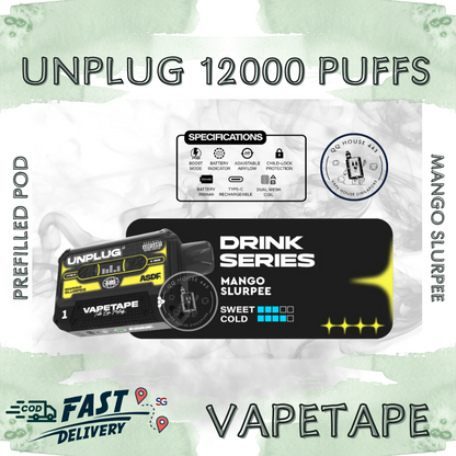 Vapetape Unplug/Offgrid 12000 Puffs disposable vape - Mango Slurpee