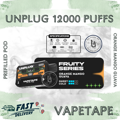 Vapetape Unplug/Offgrid 12000 Puffs disposable vape - Orange Mango Guava