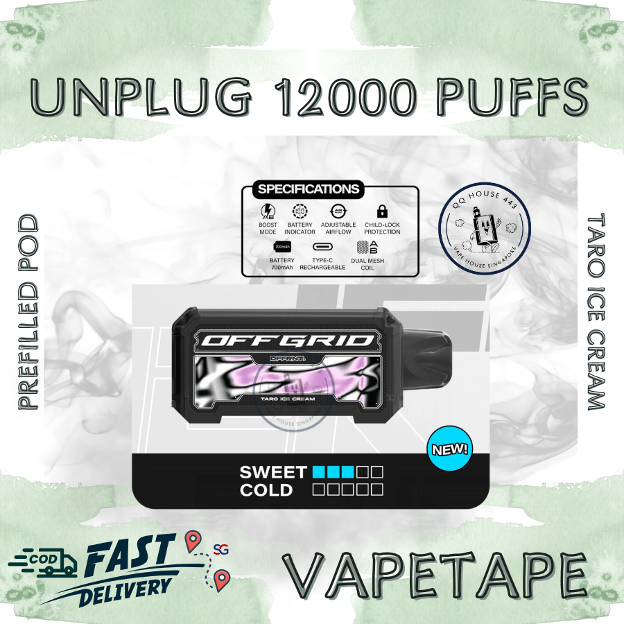 Vapetape Unplug/Offgrid 12000 Puffs disposable vape - Taro Ice Cream