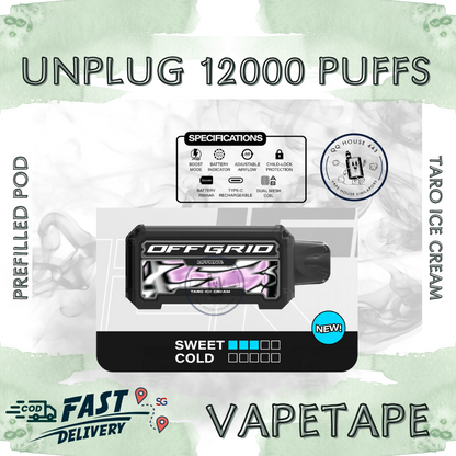 Vapetape Unplug/Offgrid 12000 Puffs disposable vape - Taro Ice Cream